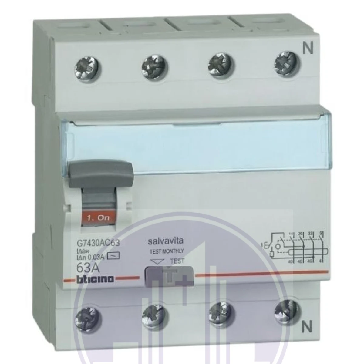 INTERRUPTOR DIFERENCIAL 4P 63AMP 30MA  BTICINO