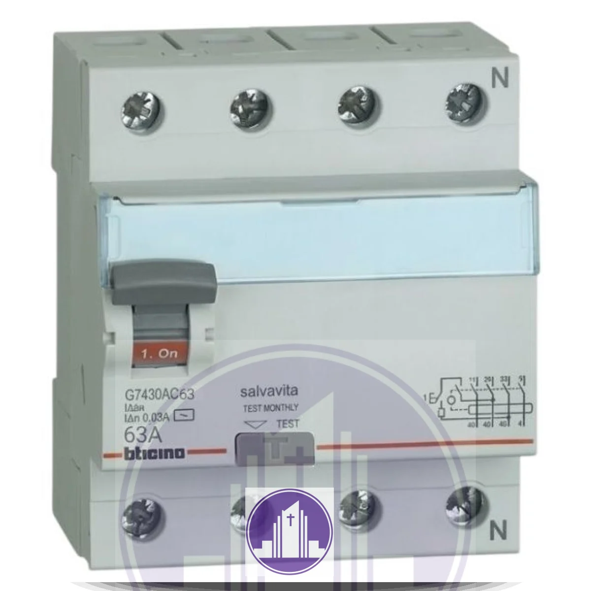 INTERRUPTOR DIFERENCIAL 4P 63AMP 30MA  BTICINO