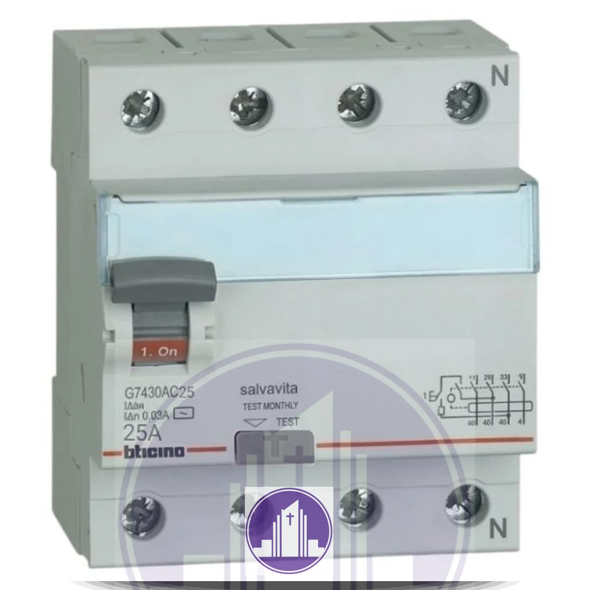 INTERRUPTOR DIFERENCIAL 4P 25AMP 30MA BTICINO