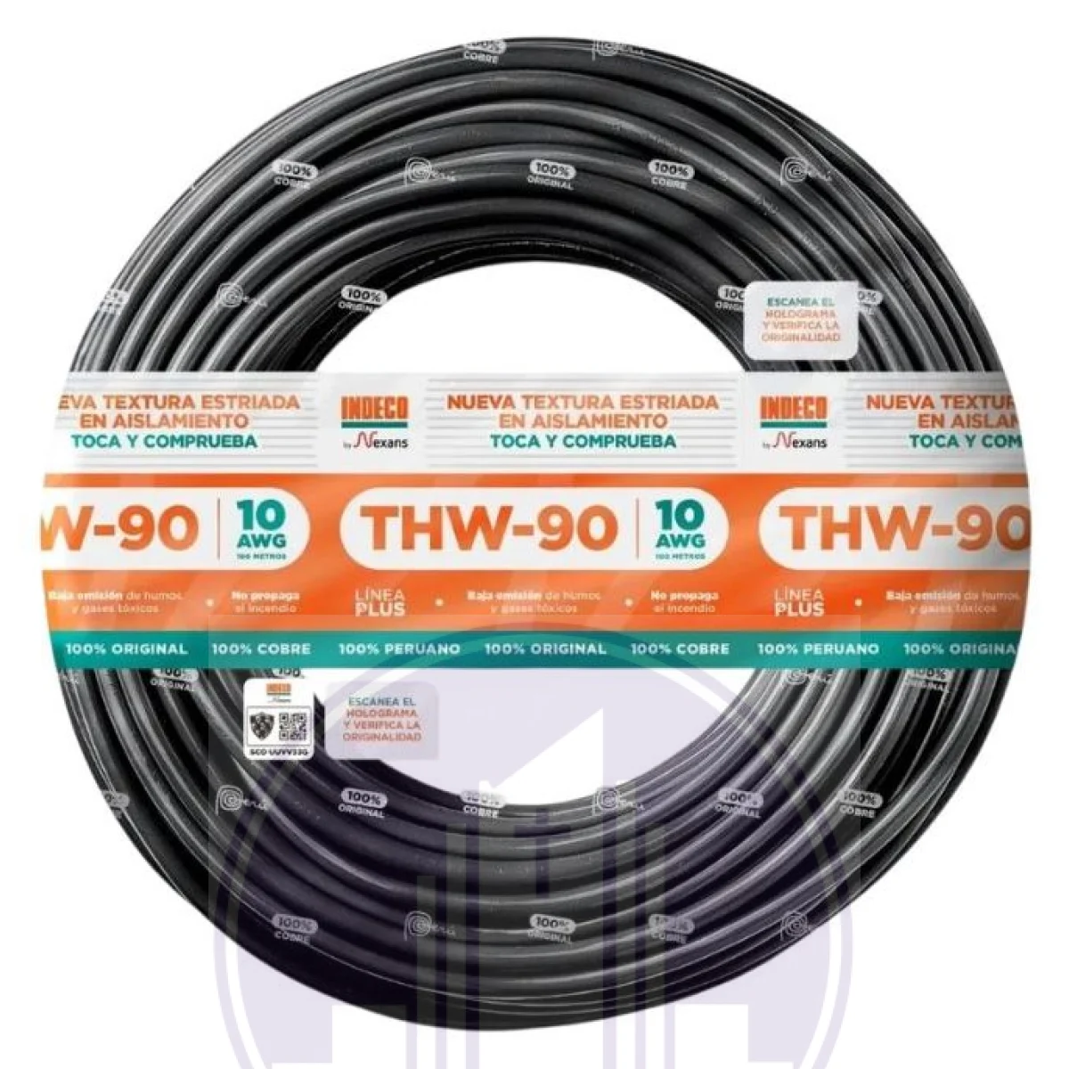 CABLE THW-90+PLUS 450/750V 10AWG NEGRO | INDECO
