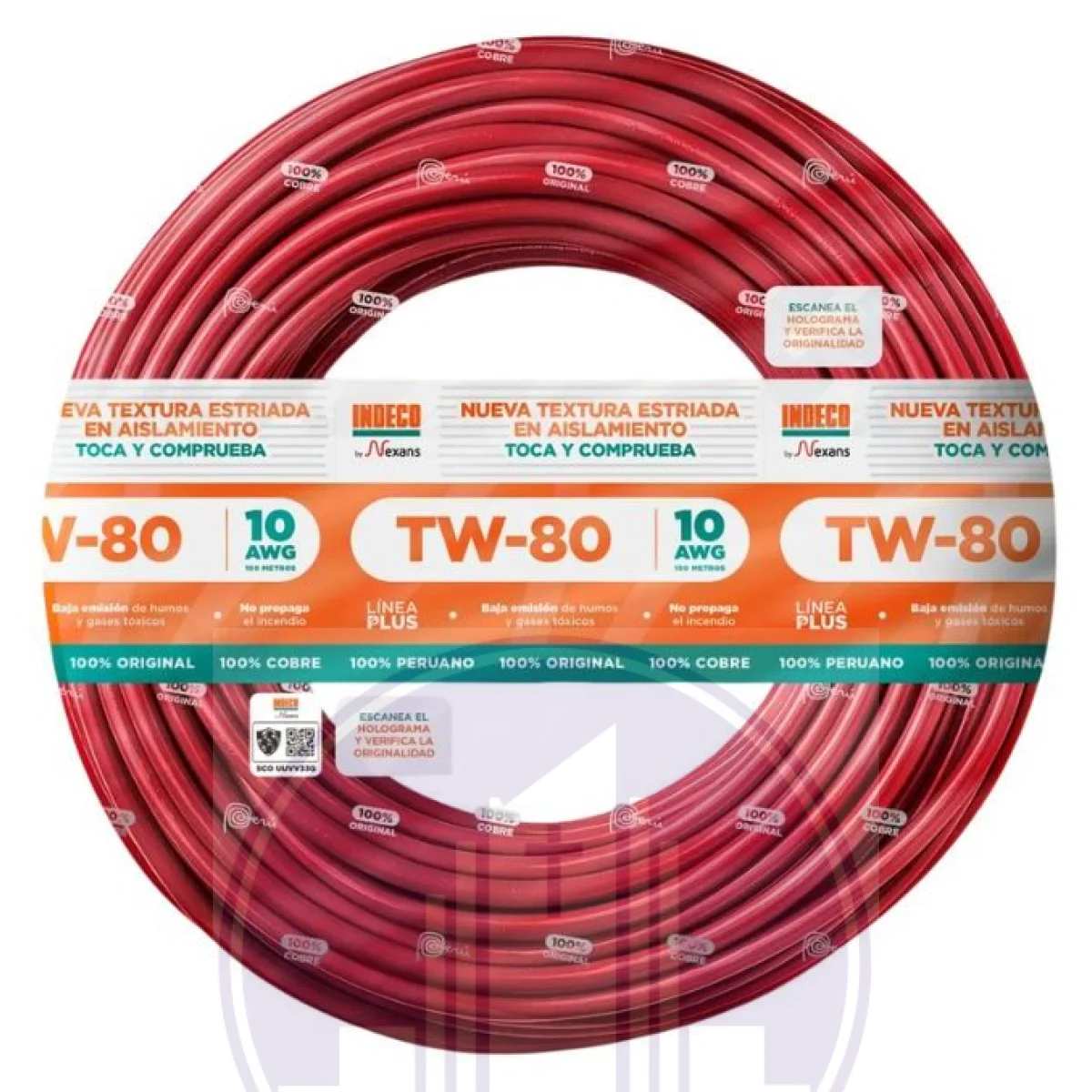 CABLE TW-80+PLUS 450/750V 10AWG ROJO | INDECO