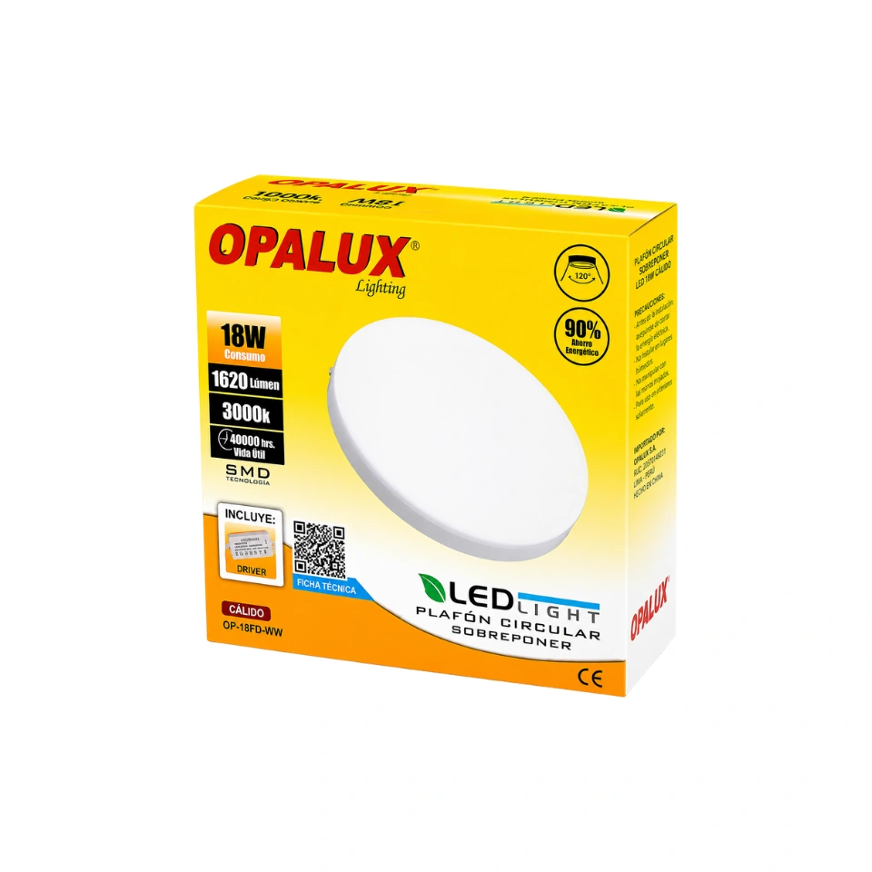 PANEL LED HIELO 18W OPALUX - LUZ CÁLIDA