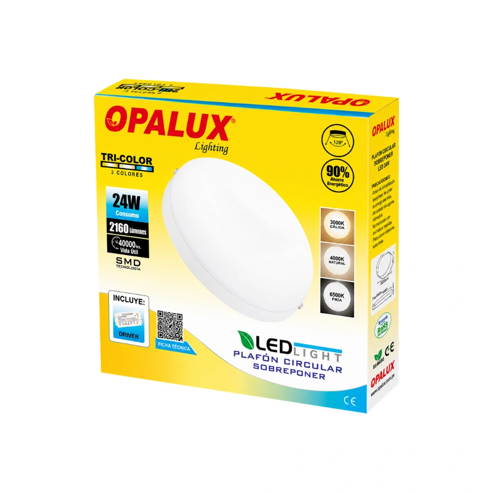 PANEL LED HIELO 24W OPALUX - LUZ TRICOLOR