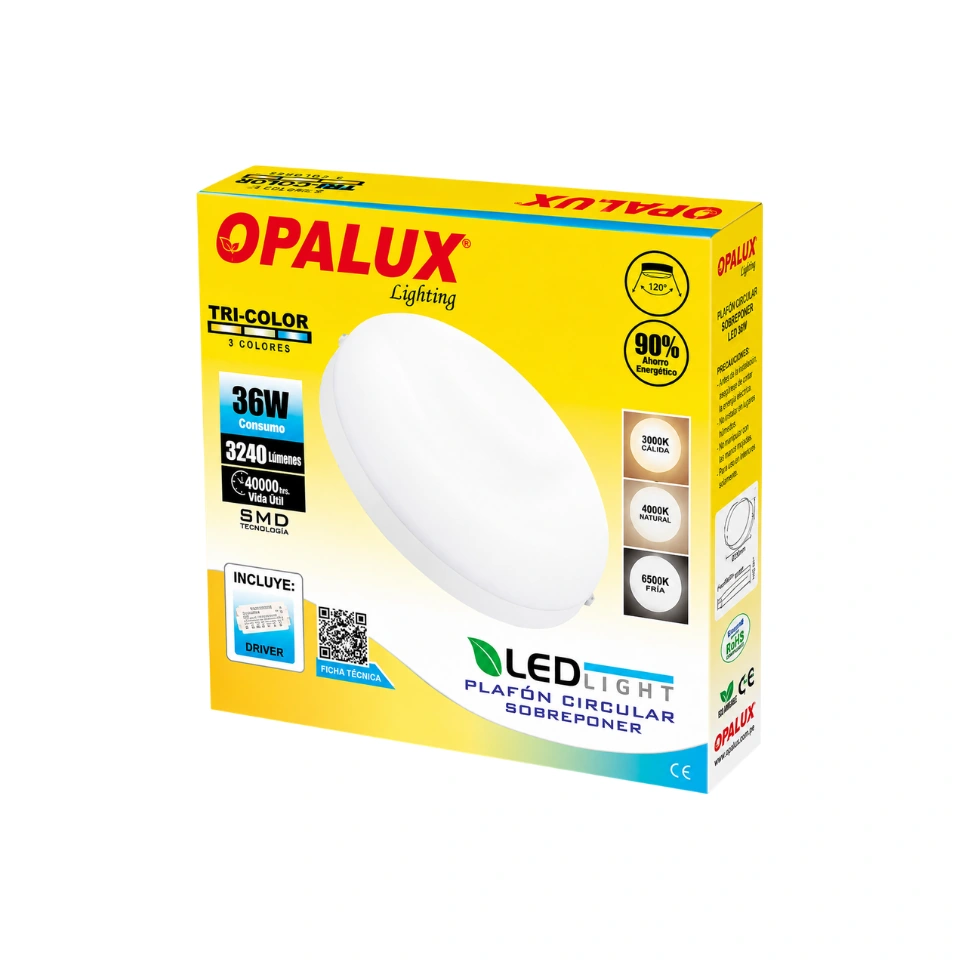PANEL LED HIELO 36W OPALUX - LUZ TRICOLOR