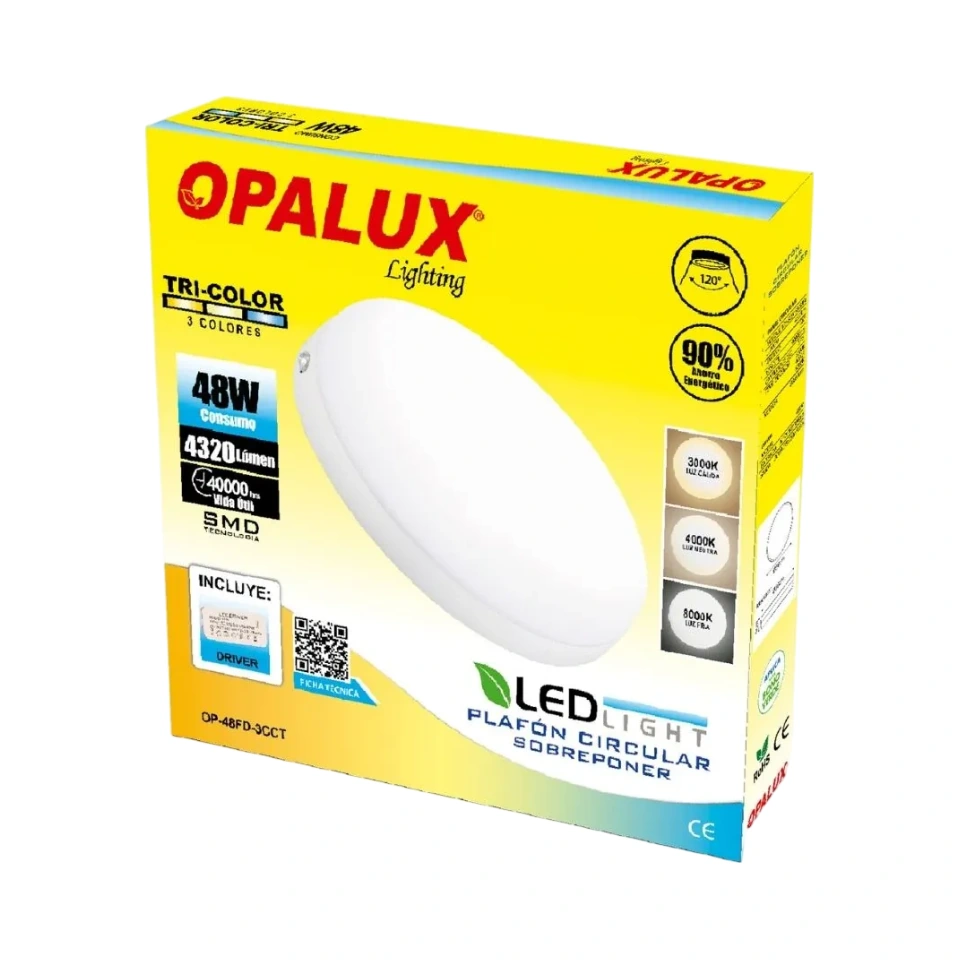 PANEL LED HIELO 48W OPALUX - LUZ TRICOLOR