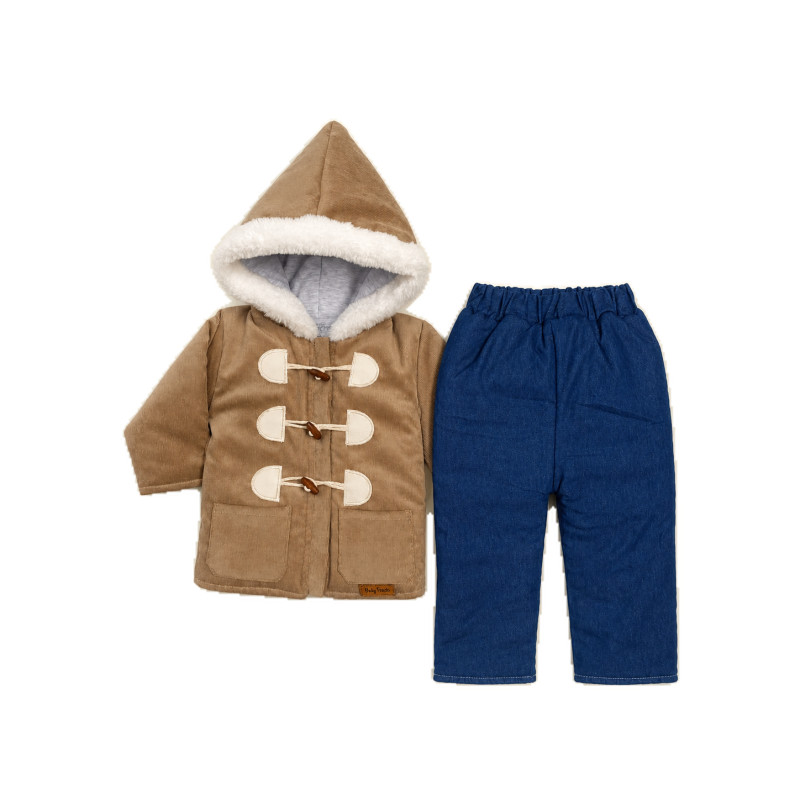 Conjunto Acolchado de Corduroy con Forro Pima + Pantalón Jean con Forro Pima