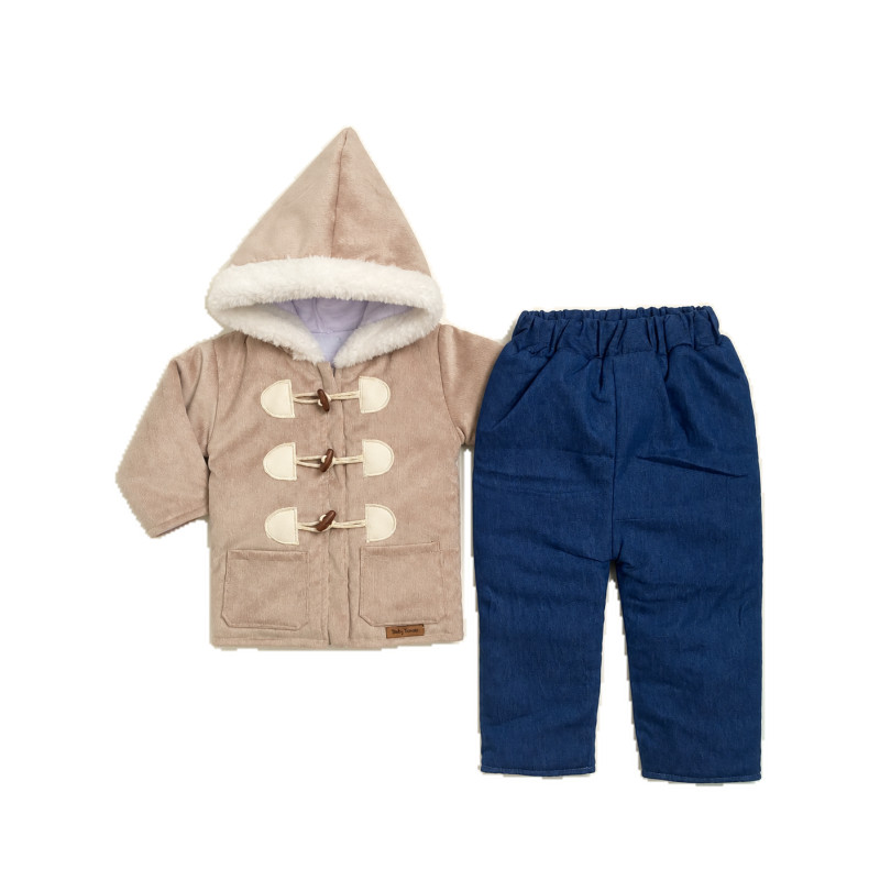 Conjunto Acolchado de Corduroy con Forro Pima + Pantalón Jean con Forro Pima