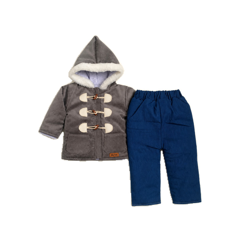 Conjunto Acolchado de Corduroy con Forro Pima + Pantalón Jean con Forro Pima