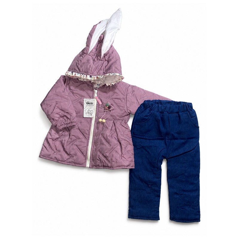 Casaca térmica con cuello, forro pima y pantalón jean acolchado - Color Lila