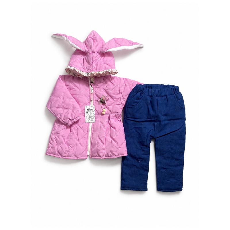 Casaca térmica con cuello, forro pima y pantalón jean acolchado - Color Rosado lila