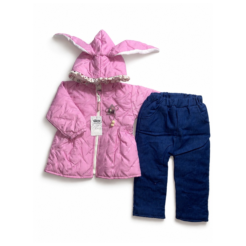 Casaca térmica con cuello, forro pima y pantalón jean acolchado - Color Rosado lila