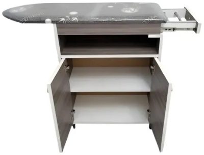 PLANCHADOR DE MELAMINE 15MM C/ RUEDAS, 2 CAJONES Y PORTA PLANCHA