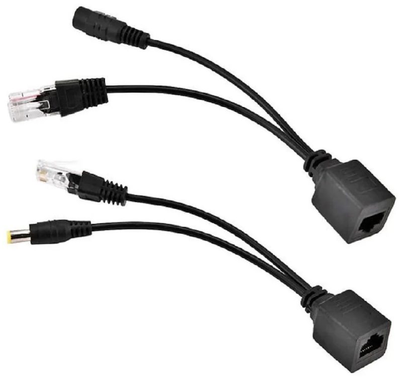 YUS POE00 Par Cable Conector Inyector PoE Pasivo 12V Ethernet RJ45