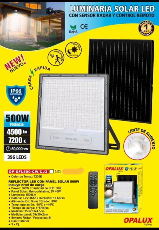 REFLECTOR DE 500W SOLAR OPALUX