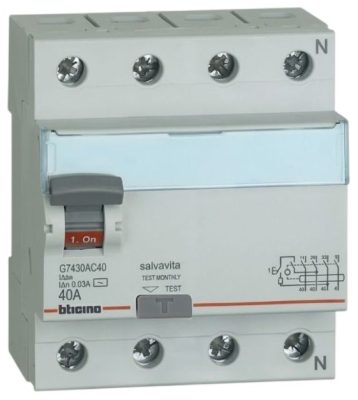 INTERRUPTOR DIFERENCIAL 4P 40AMP 30MA BTICINO