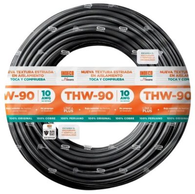 CABLE THW-90+PLUS 450/750V 10AWG NEGRO | INDECO