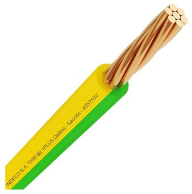 CABLE THW-90+PLUS 450/750V 10AWG VERDE/AMARILLO | INDECO