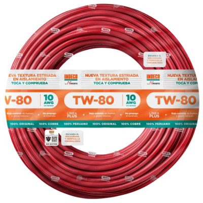 CABLE TW-80+PLUS 450/750V 10AWG ROJO | INDECO