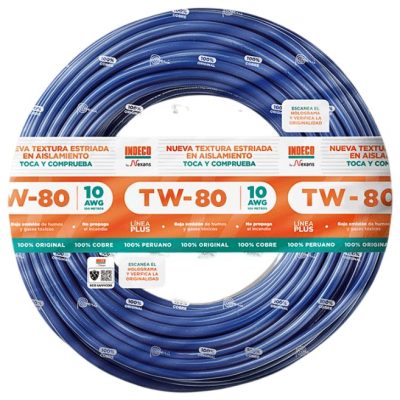 CABLE TW-80+PLUS 450/750V 10AWG AZUL | INDECO